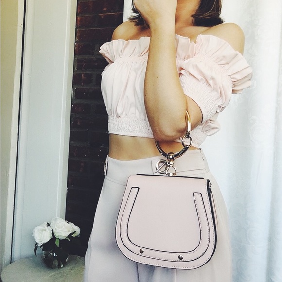 🆕Shelby Pink Off the Shoulder Ruffle Crop Top - Picture 6 of 6